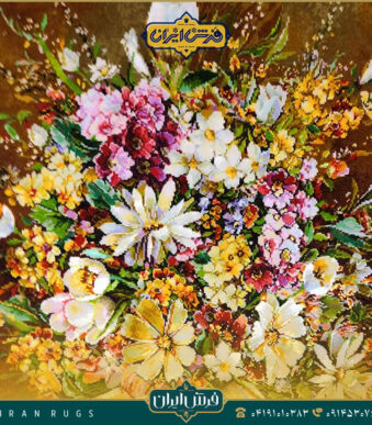 خرید قیمت خرید تابلوفرش دستباف سبد گل ستونی گلدان بنفش اعلا کریم نیا