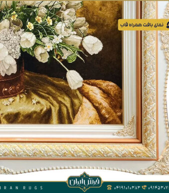 خرید قیمت خرید تابلو فرش دستبافت طرح سبد گل لاله