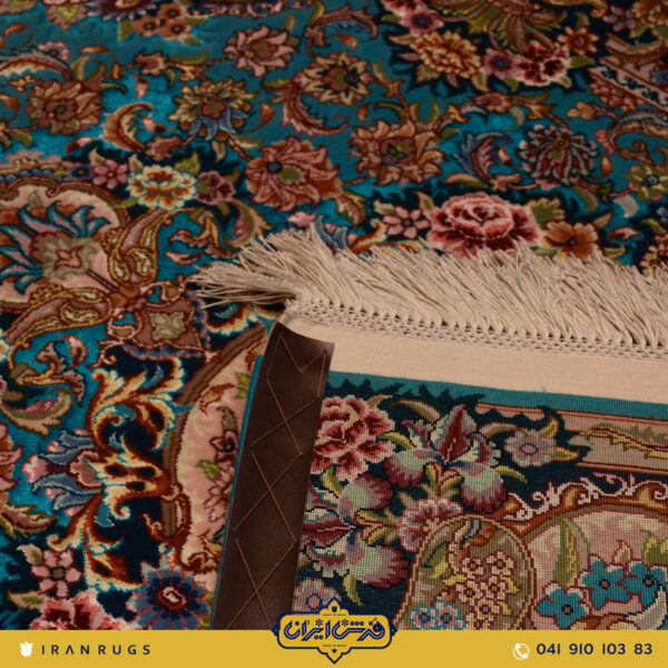 The purchase price of handmade carpets, the design of the sovereign, the blue and cream bushes.