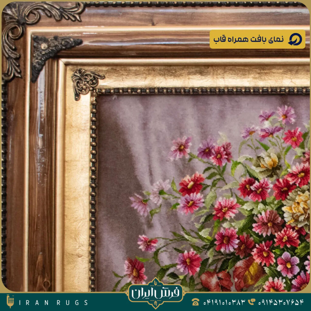 خرید قیمت خرید تابلو فرش دستباف طرح سبد گل عرضی جدید سیدیان