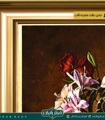 خرید قیمت خرید تابلو فرش دستباف طرح گل ستونی گلدان سنگی