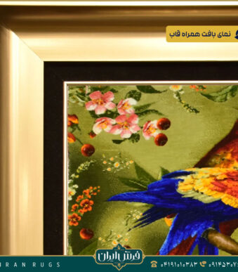 خرید قیمت خرید تابلو فرش دستباف طرح پرنده عرضی استاد اذان چی