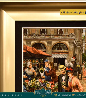 خرید قیمت خرید تابلو فرش دستباف طرح بازار لندن گل فروش