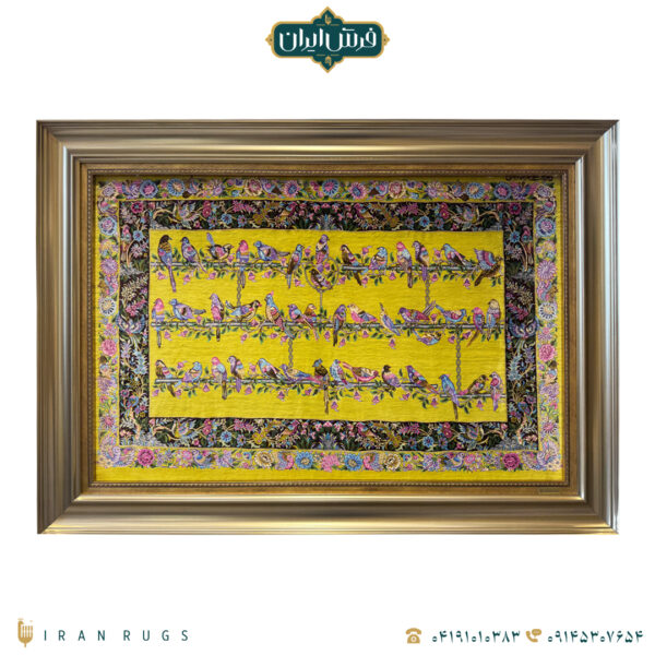 قیمت خرید تابلوفرش دستبافت طرح چهل طوطی خالص ابریشم کد 2861
