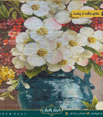 تابلوفرش دستبافت طرح گل شکوفه سیب طولی کد 2922.