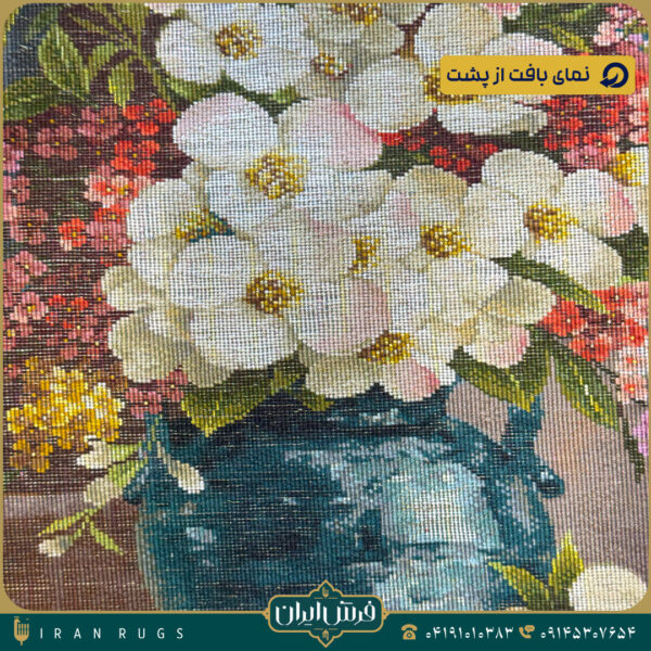تابلوفرش دستبافت طرح گل شکوفه سیب طولی کد 2922.
